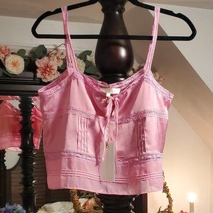 LoveShackFancy Pink Lace Trim Cami Top